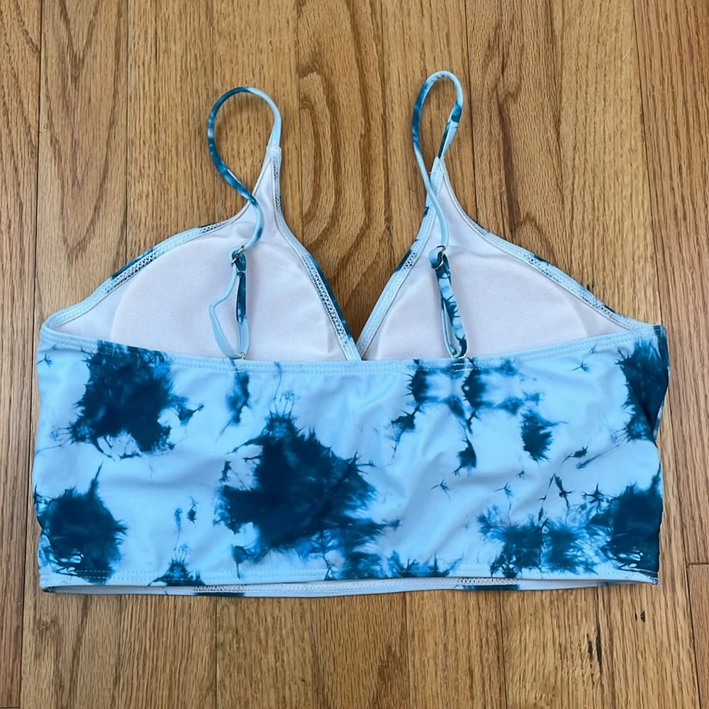 Blue Tie-Dye Women's Swim Top 1XL